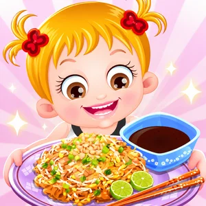 Baby Hazel Pad Thai Cooking