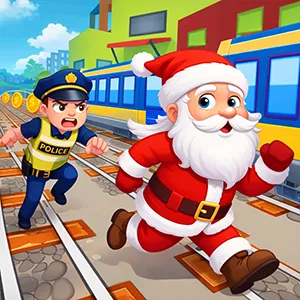 Xmas Santa Surfer Running